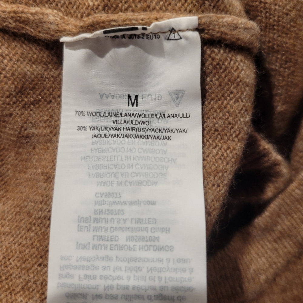 Muji Mens Size M Brown Yak/wool Blend Crewneck Pullover Sweater - Picture 4 of 5